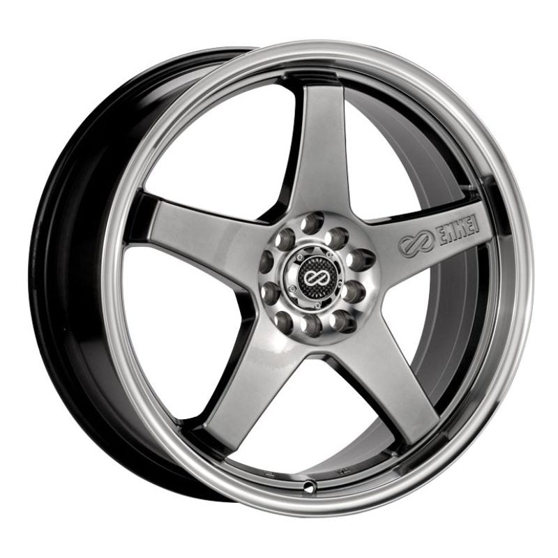 17×7.0 Enkei EV5, 5×100/114.3 38mm Offset 72.6 Bolt Diameter Hyper Black w/ Machined Lip Wheel
