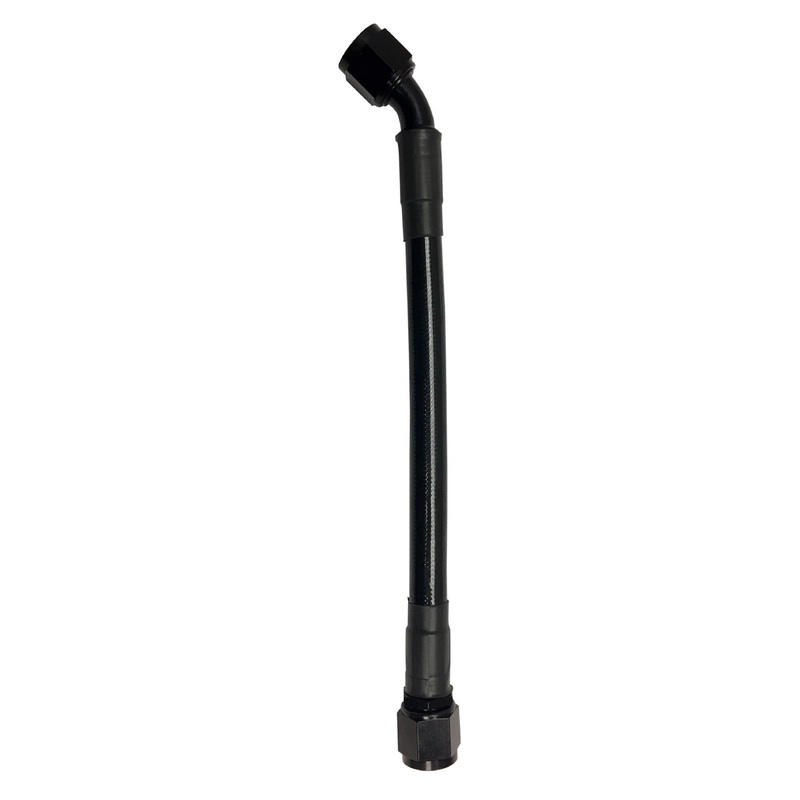 Fragola -6AN Ext Black PTFE Hose Assembly Straight x 45 Degree 20in