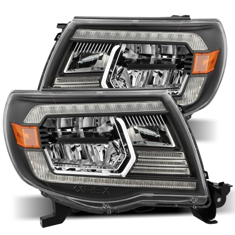 AlphaRex LUXX Crystal Headlights Plank Style Design Black w/Activation Light/DRL Toyota Tacoma 2005-2011 | 880735