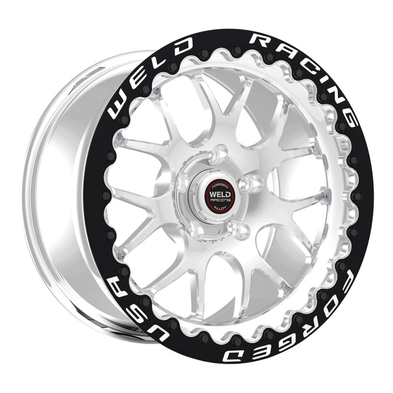 Weld S77 17×10 / 5×115 BP / 6.7in BS Polished Wheel (High Pad) – Black Single Beadlock